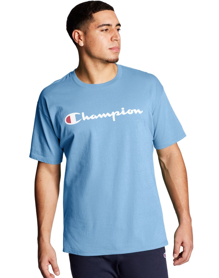 Camiseta Champion Hombre - Classic Jersey Script Logo ( Azules ) 0732149-YK